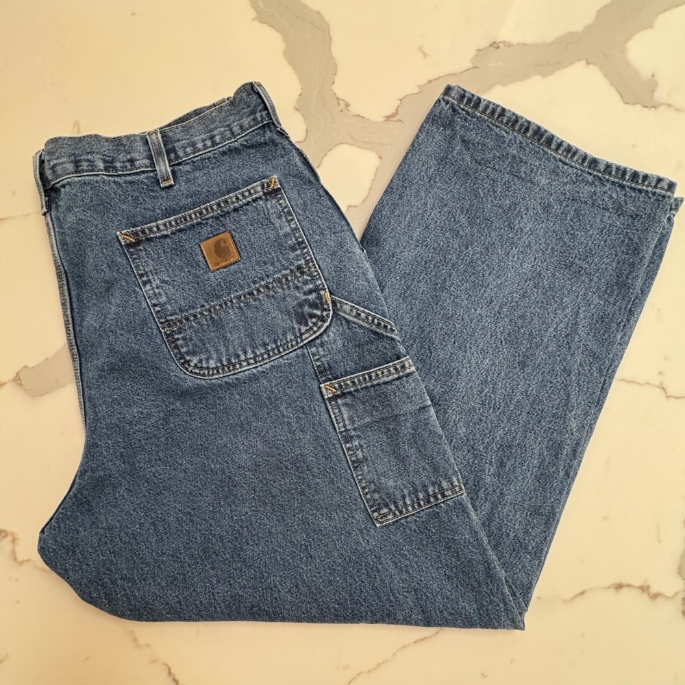 Carhartt Carpenter Jeans Mens 38x29 Blue Denim‎ Relaxed Fit Utility Work Pants